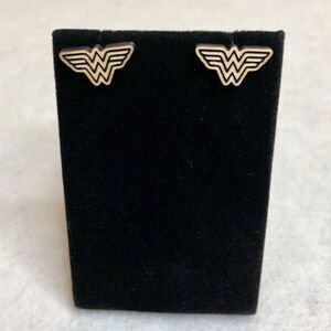 Wonder Woman Logo Wood Stud Earrings